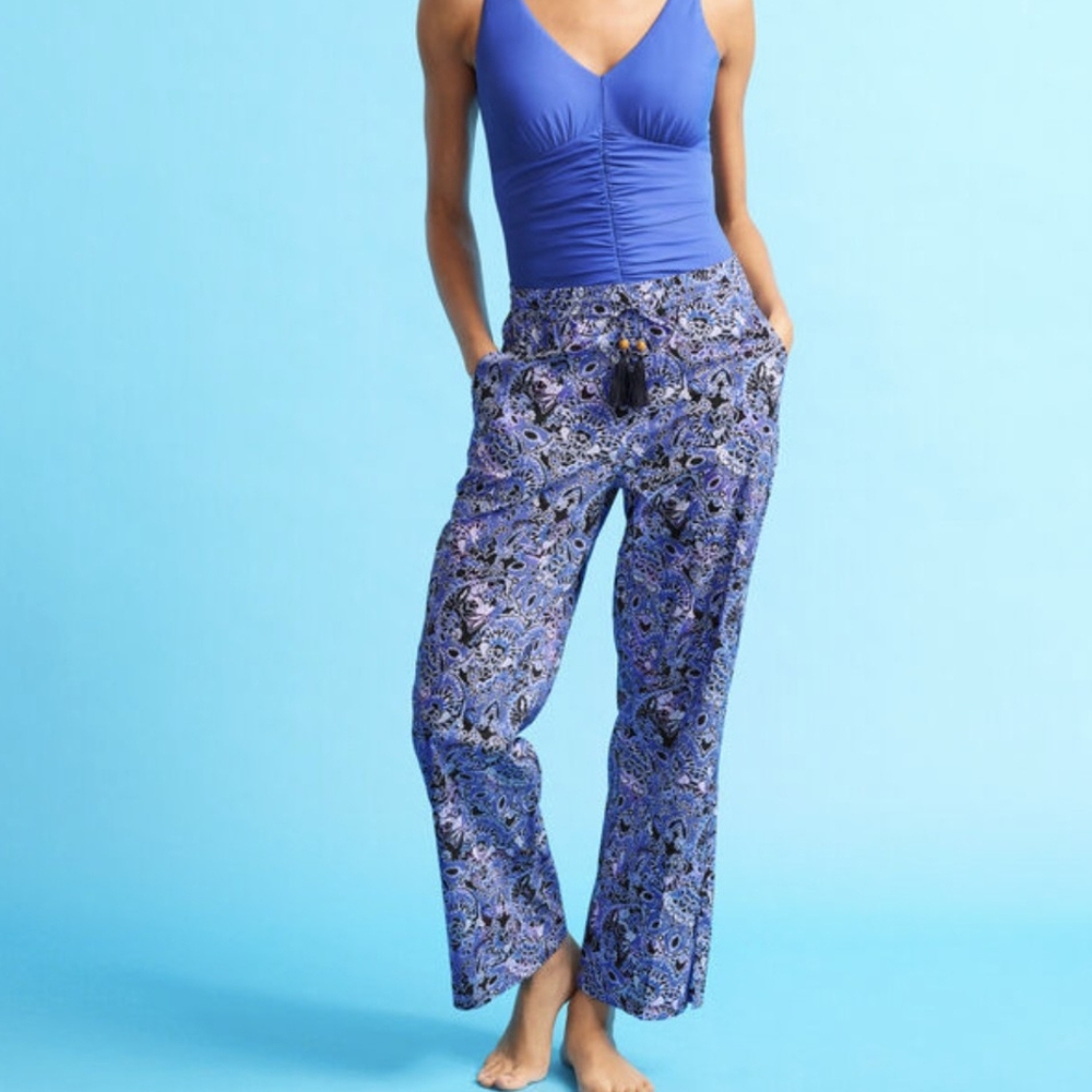 Miraclesuit X Talbot's Medallion Tapestry Beach Pants Blue Large Resortwear